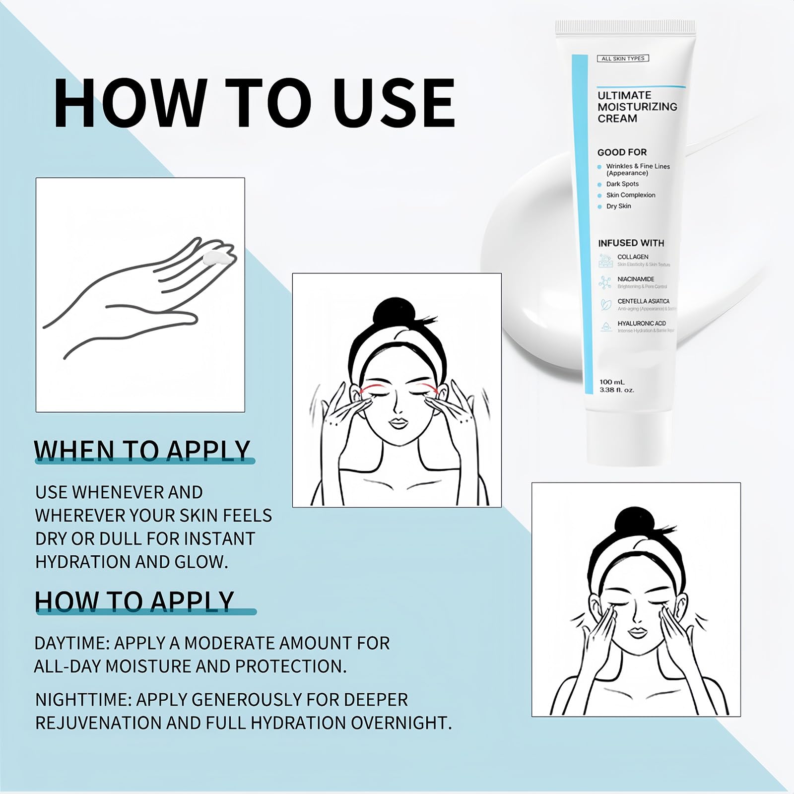 Centella Skin Care Face Moisturizer - Ultimate Moisturizing Cream for Women, Relieves Dry Complexion, Anti Wrinkle Face Care, Suitable for All Skin Types, 100ML