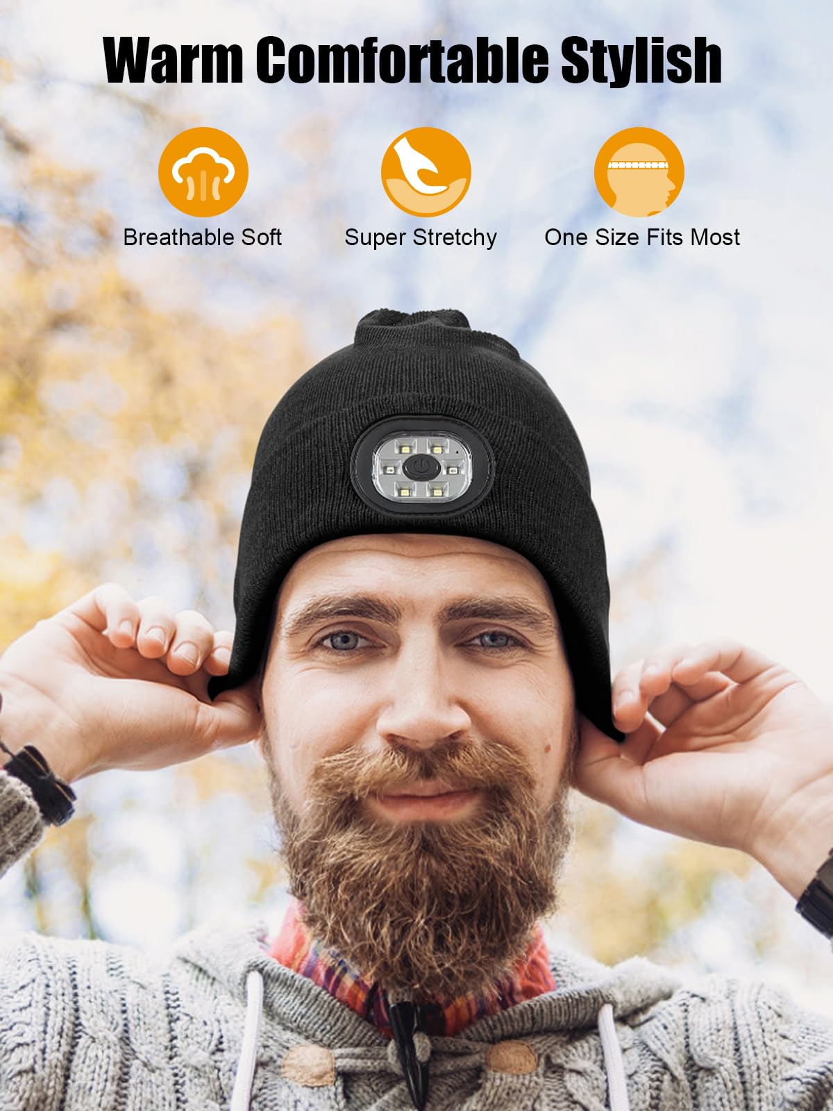 Valentines Day Gifts for Him, Valentine Gifts for Men, Mens Gift Cool Gadgets, LED Bluetooth Beanie with Light for Men