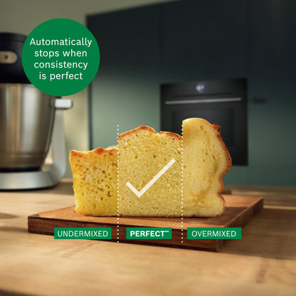 Bosch Series 6 MUMS6ZM00G Stand Mixer with Intelligent Sensing Technology and Integrated Scale, Professional Patisserie Set Included, 1600W. Black/Silver Stainless Steel