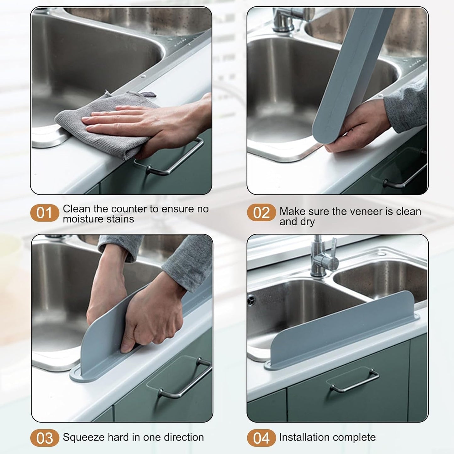 Kitchen Sink Splash Guard Silicone Sink Water Splash Guard Splatter Baffle Board With Sponge Holder For Home Countertop Protector(mint green)