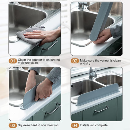 Kitchen Sink Splash Guard Silicone Sink Water Splash Guard Splatter Baffle Board With Sponge Holder For Home Countertop Protector(mint green)