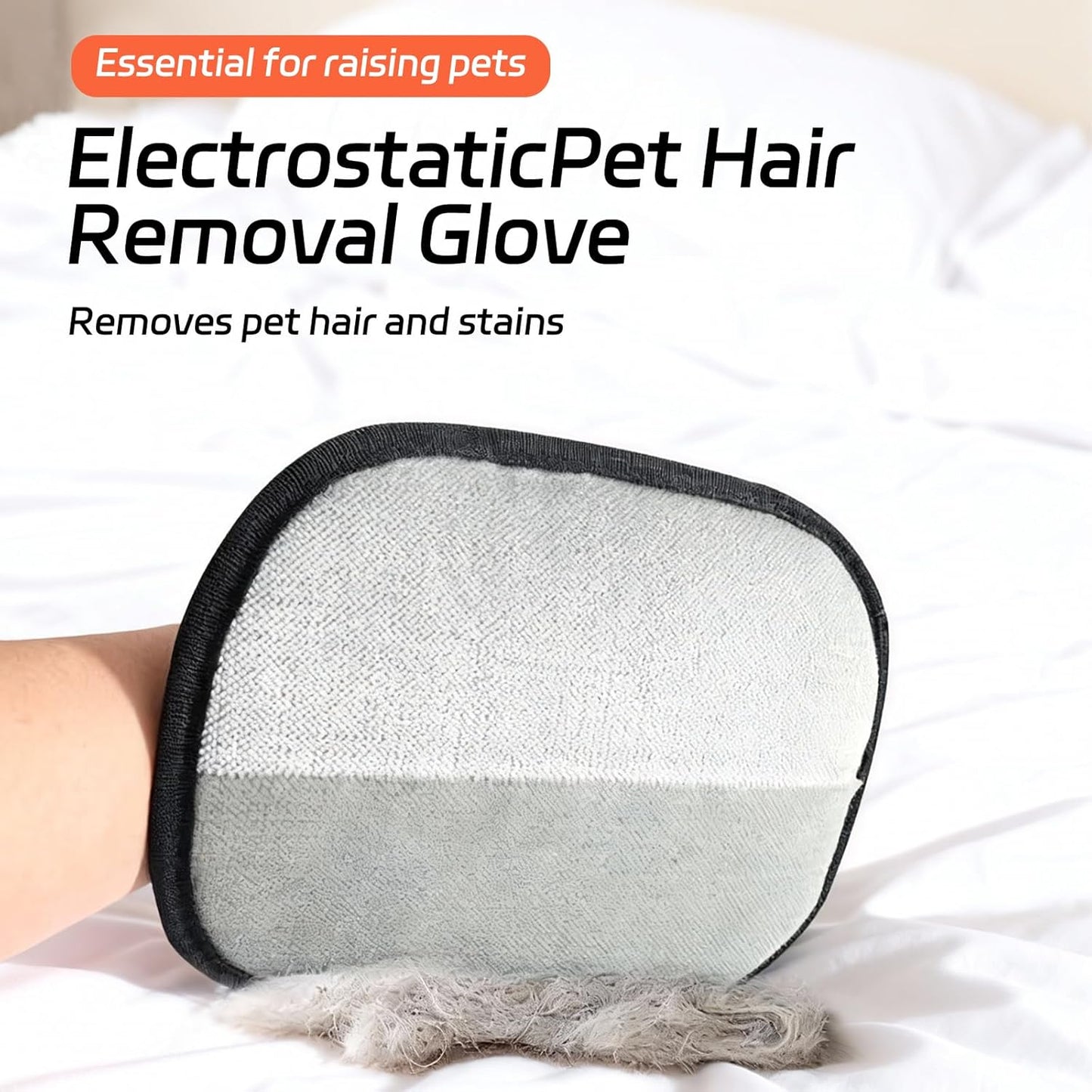 Electrostatic Pet Hair Removal Gloves, 2 PcsPet Dog Cat Grooming Gloves, Static Magic Pet Hair Remover Glove Deshedding, Reusable Double Sided Dog Grooming Glove for Furniture Sofa Carpet Clothes Bed