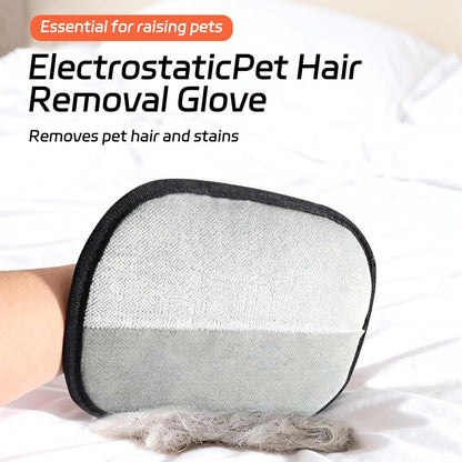 Electrostatic Pet Hair Removal Gloves, 2 PcsPet Dog Cat Grooming Gloves, Static Magic Pet Hair Remover Glove Deshedding, Reusable Double Sided Dog Grooming Glove for Furniture Sofa Carpet Clothes Bed
