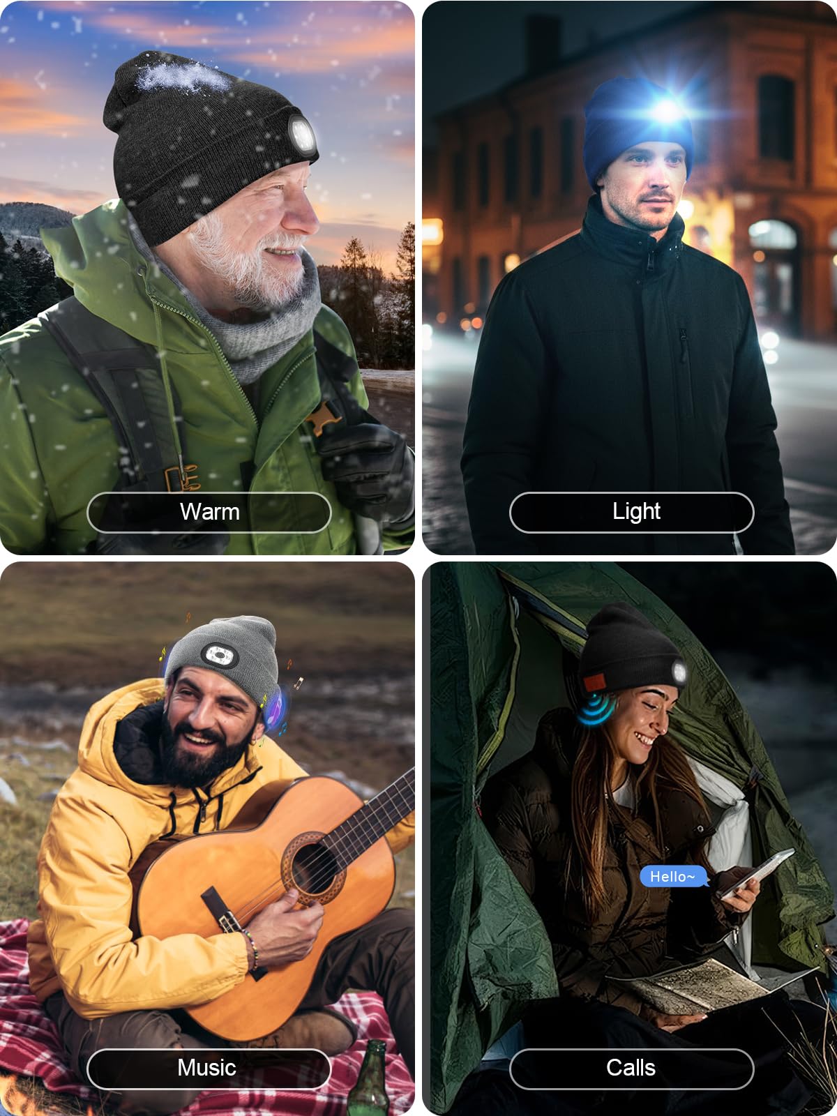 Valentines Day Gifts for Him, Valentine Gifts for Men, Mens Gift Cool Gadgets, LED Bluetooth Beanie with Light for Men