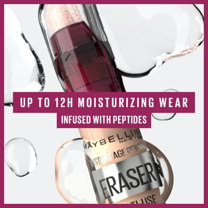 Maybelline Instant Anti-Age Eraser Eye Concealer for Face, Dark Circles, Blemish & Fine Lines Concealer, Full Coverage, Dermatologist Tested, Suitable for Sensitive Skin, Shade: 00 Ivory