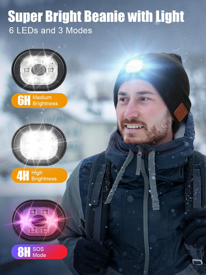 Valentines Day Gifts for Him, Valentine Gifts for Men, Mens Gift Cool Gadgets, LED Bluetooth Beanie with Light for Men