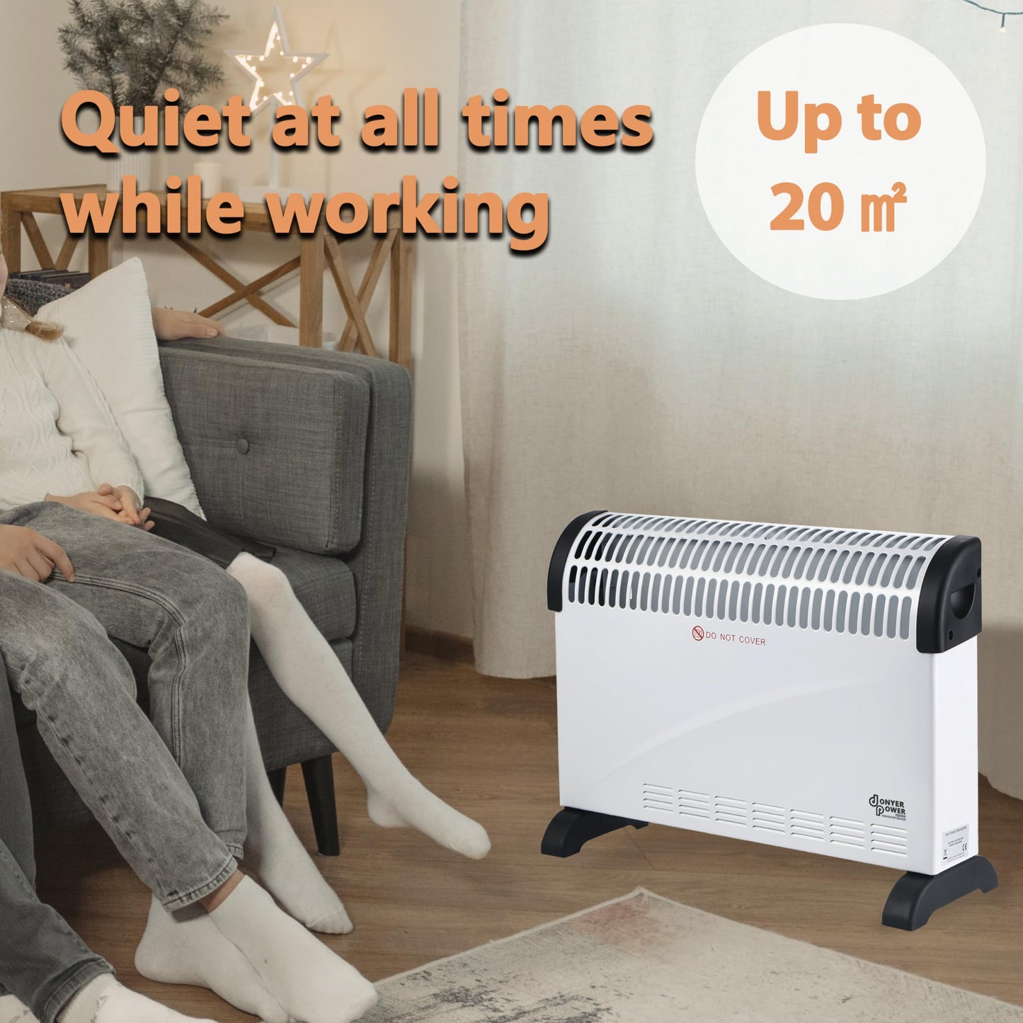 DONYER POWER Convector Radiator Heater 2000W Room Heating with Adjustable Thermostat