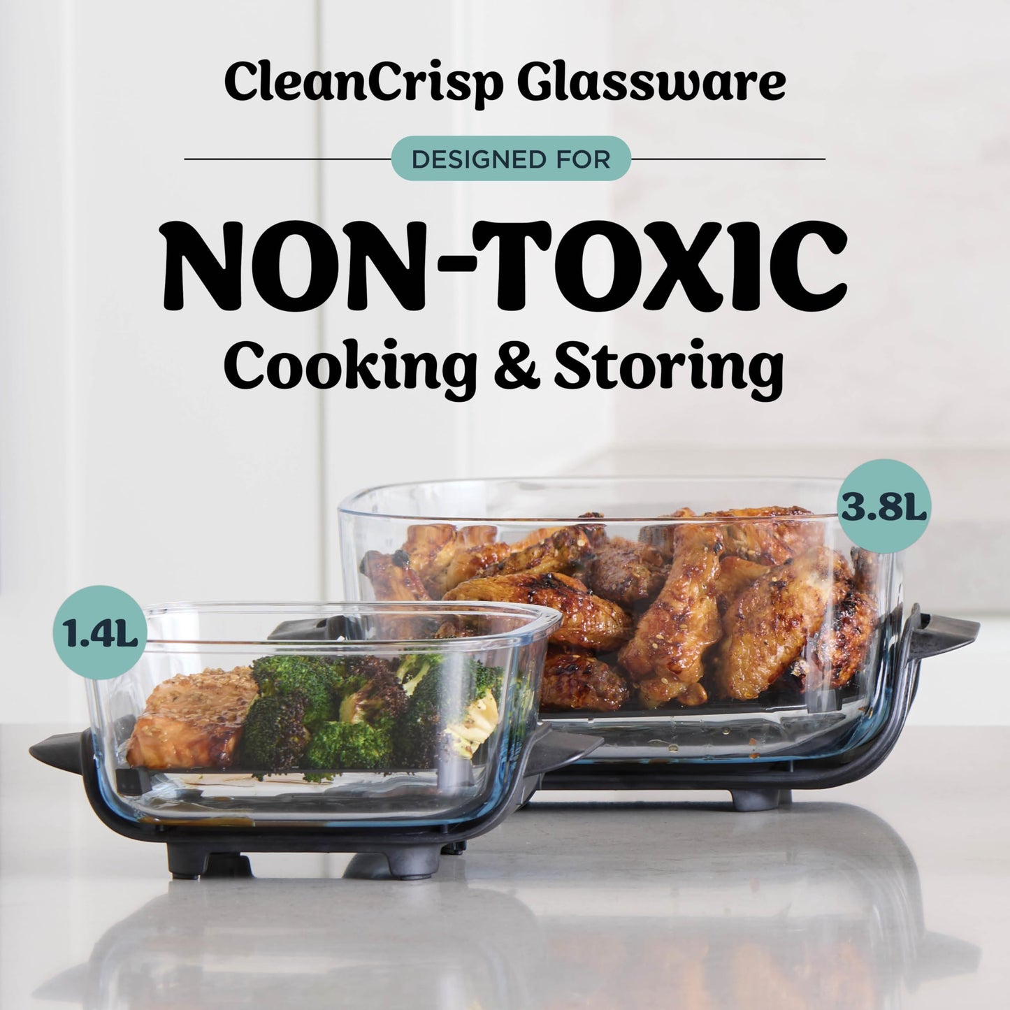 Ninja CRISPi Portable Air Fryer, 3.8L, 4-in-1: Air Fry, Roast, Keep Warm, Recrisp, Space Saving Compact Design, 2x Removable Glass Containers & Lids, 1700W, Cyber Space Blue FN101UKGY