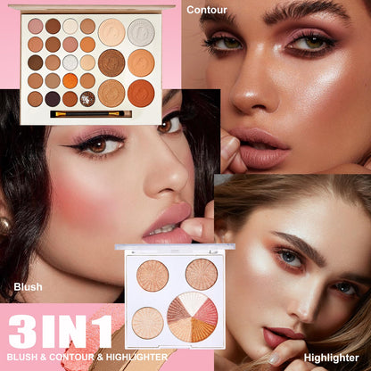 All in One Makeup Kit, Makeup Kit for Women Full Kit, Make Up Gift Set for Women, Makeup Essential Bundle Includes Foundation Eyeshadow Palette Concealer Lipstick Eyeliner Mascara Cosmetic Brush Set