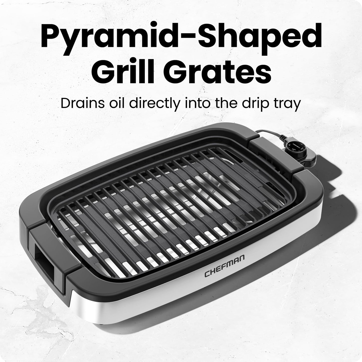 Chefman Indoor Electric Grill 1400W-1650W, 38x23 Large Grilling Surface, Nonstick Table Top Grill for Indoor Grilling and BBQ with Adjustable Temperature Control, Drip Tray, Dishwasher - Safe Parts