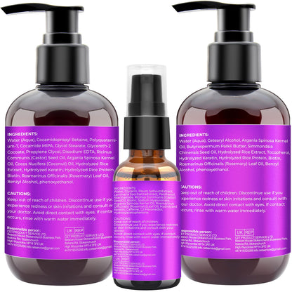 GIFBEA Hair Growth Shampoo and Conditioner Set with Rosemary Oil Serum, Biotin, Argan, Castor, Coconut, Keratin, Rice Water - Hair Loss Treatment, Thickening for Women and Men