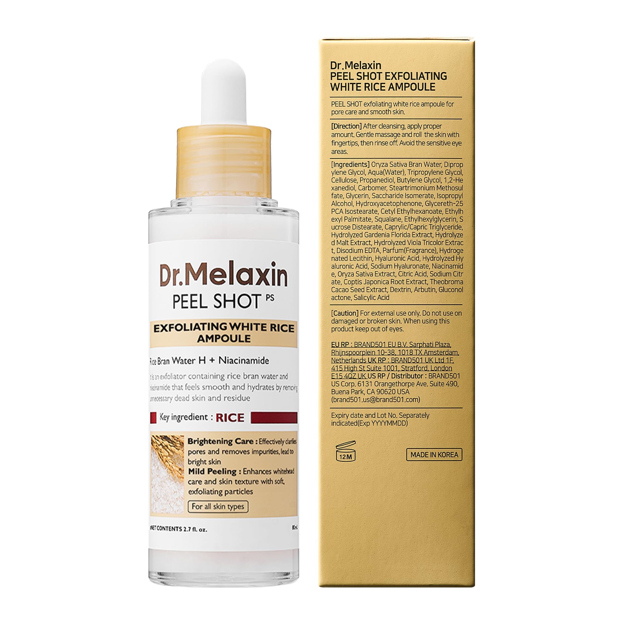 Dr.Melaxin Peel Shot Glow White Rice Peeling Ampoule Soft Exfoliating Face And Body Scrub Dead Skin Cells Remover For All Skin Types Korean Skin Care 80Ml