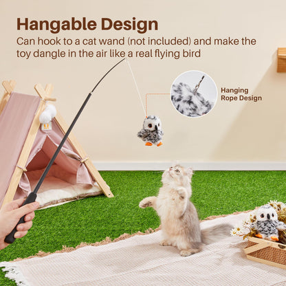 Potaroma Cat Toys Flapping Bird (No Flying), Lifelike Sandpiper Chirp Tweet, Rechargeable Touch Activated Kitten Toy Interactive Cat Exercise Toys for All Breeds Cat Kicker Catnip Toys 4.0"