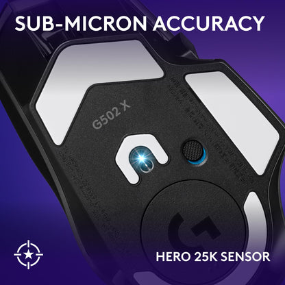 Logitech G502 HERO High Performance Wired Gaming Mouse, HERO 25K Sensor, 25,600 DPI, RGB, Adjustable Weights, 11 Programmable Buttons, On-Board Memory, PC/Mac - Black