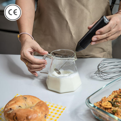 Keplin Handheld Milk Frother - Stainless Steel Electric Whisk - Portable Battery-Operated Coffee Frother for Lattes, Matcha, Protein Shakes - Ergonomic, Compact, Easy to Clean (Battery Not Included)