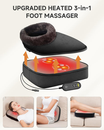Snailax 2-in-1 Shiatsu Foot and Back Massager with Heat - Kneading Foot Warmer, Electric Feet Massage, Massagers for Back,Leg,Gifts for Women,Men