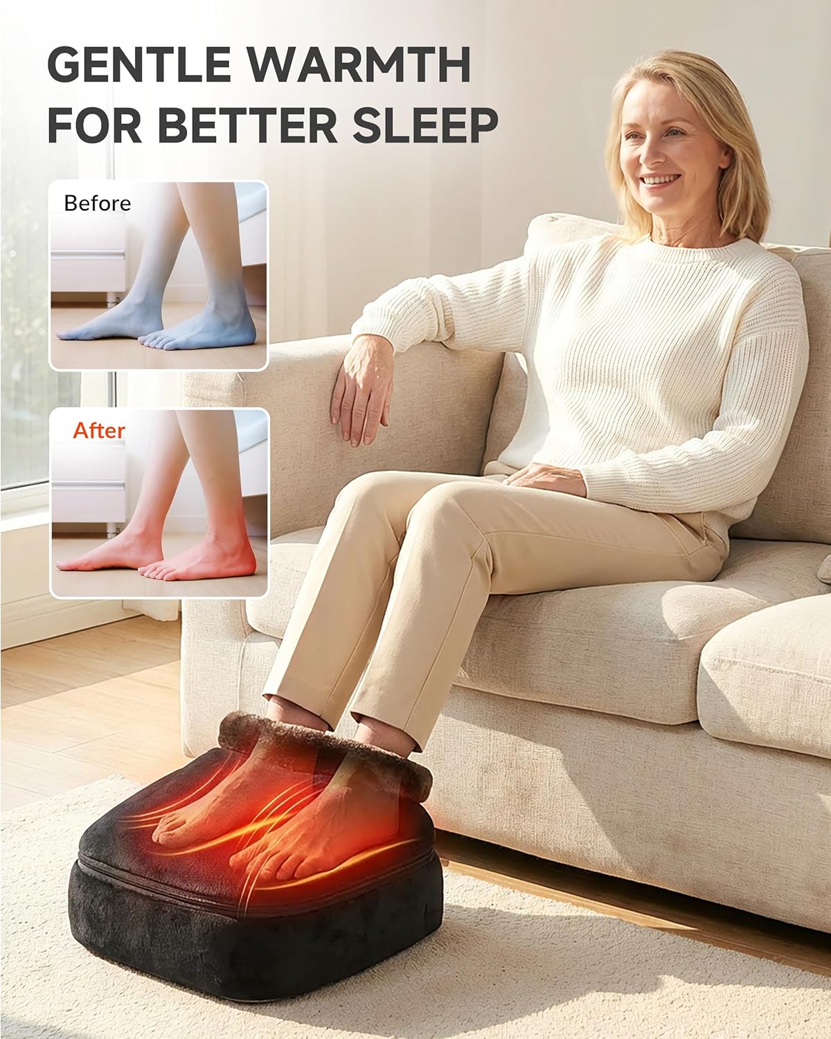 Snailax 2-in-1 Shiatsu Foot and Back Massager with Heat - Kneading Foot Warmer, Electric Feet Massage, Massagers for Back,Leg,Gifts for Women,Men