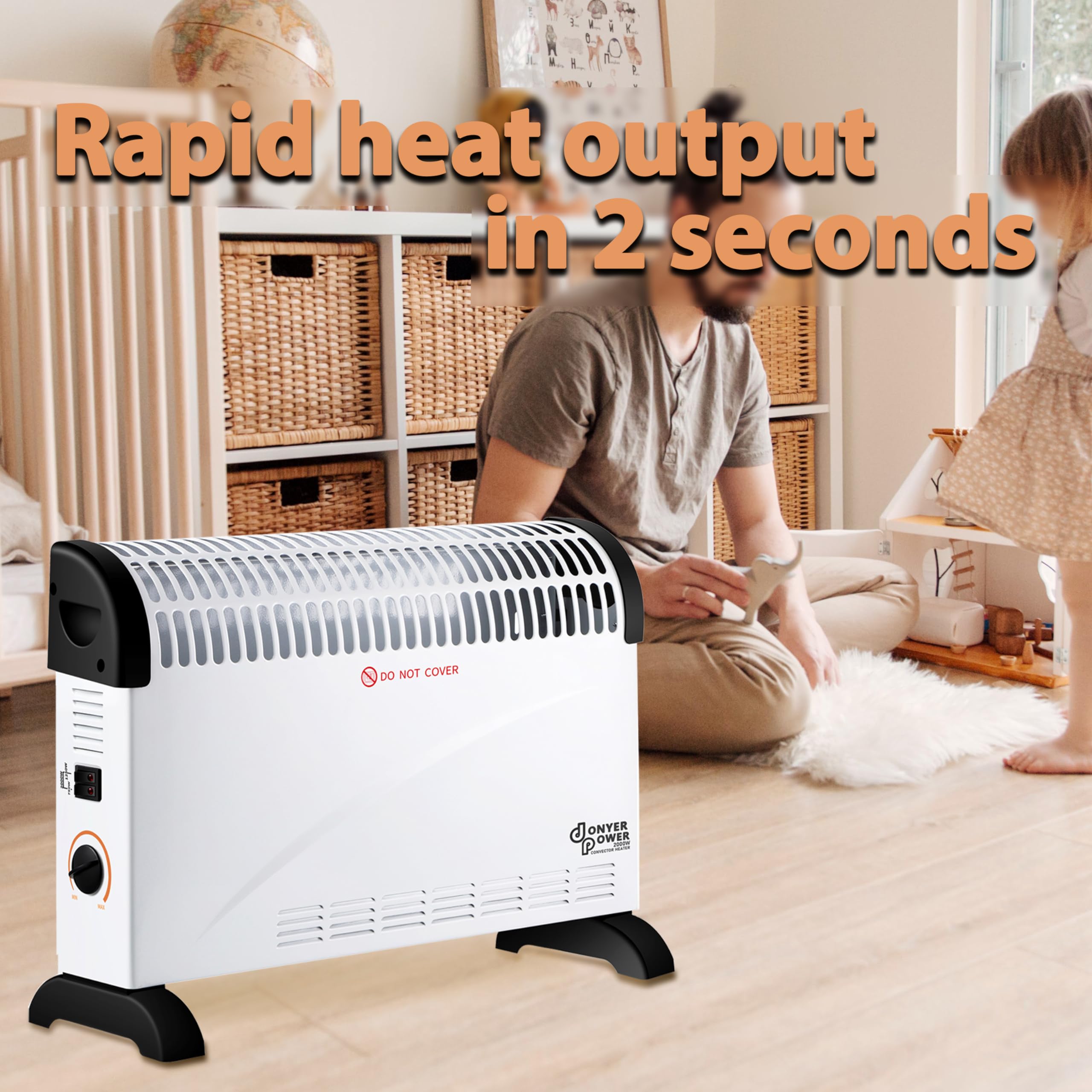 DONYER POWER Convector Radiator Heater 2000W Room Heating with Adjustable Thermostat