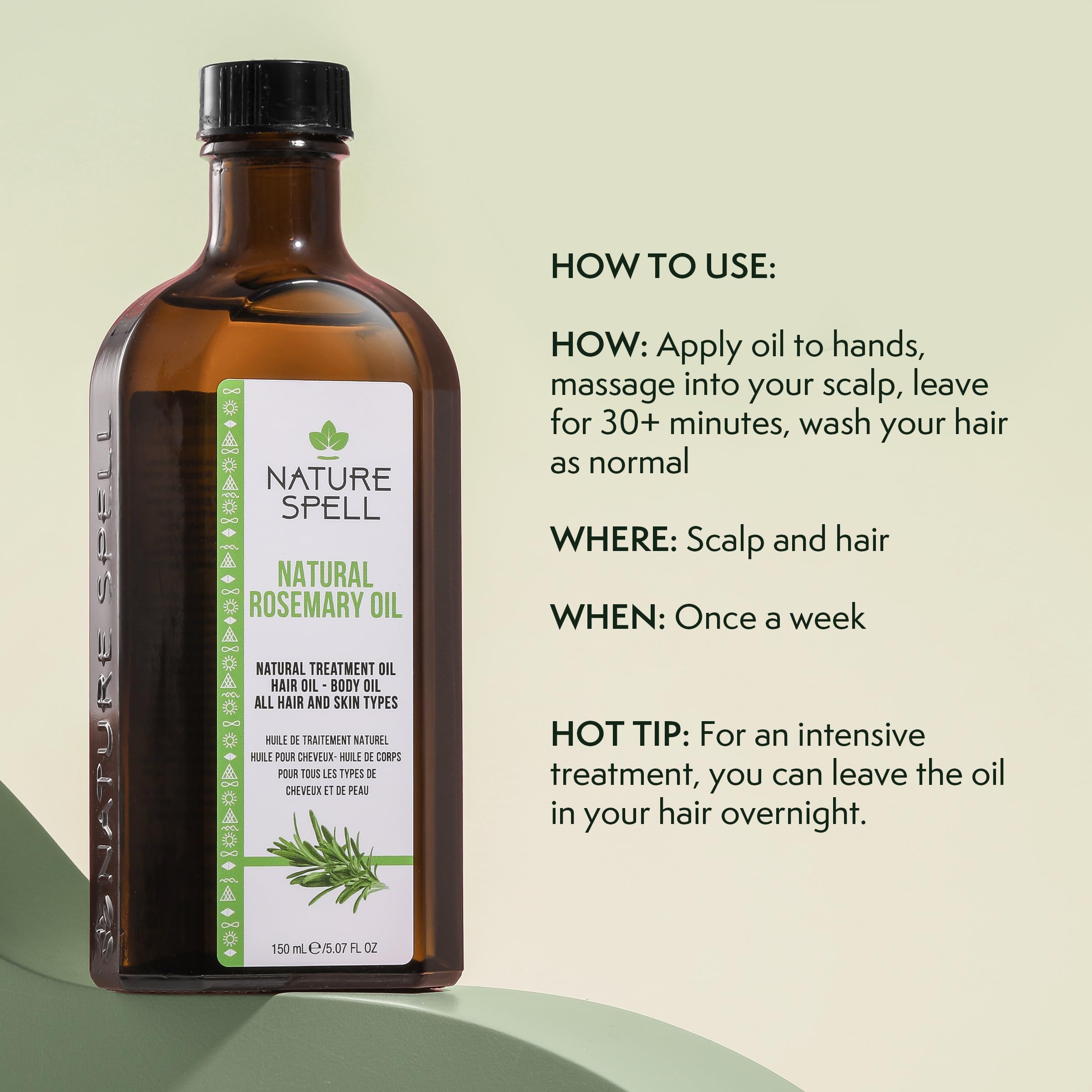 Nature Spell Hair Growth Duo with Rosemary & Batana Oils, Pre-Diluted Oil Set to Stimulate Growth & Strengthen Dry Strands, with Applicator & Pump, For All Hair Types, Vegan