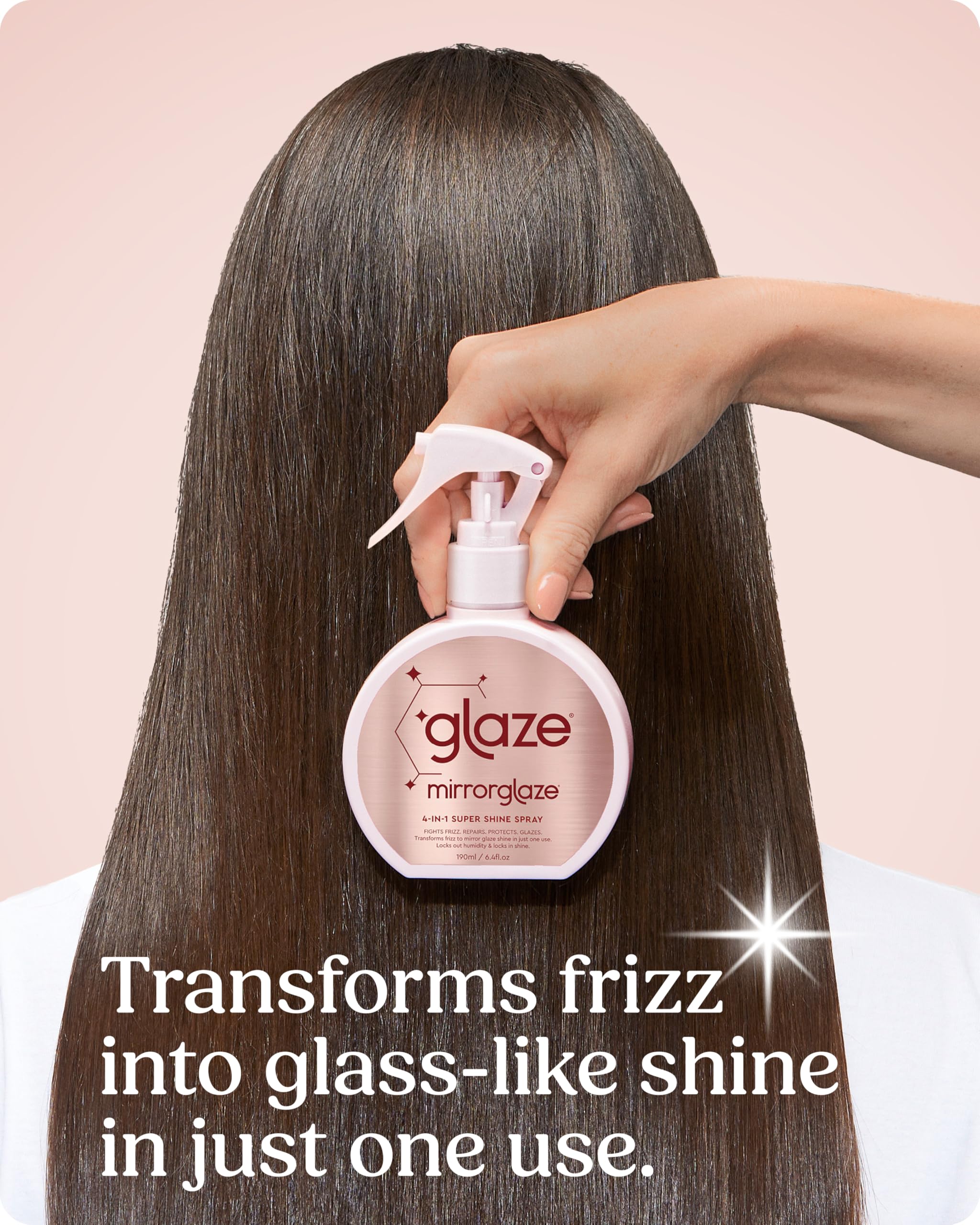 Glaze MirrorGlaze Super Sleek Hair Shine Spray – Transforms Frizz to Glass-Like Shine, Protects from Heat, Blocks Humidity + Repairs Bonds – 190ml