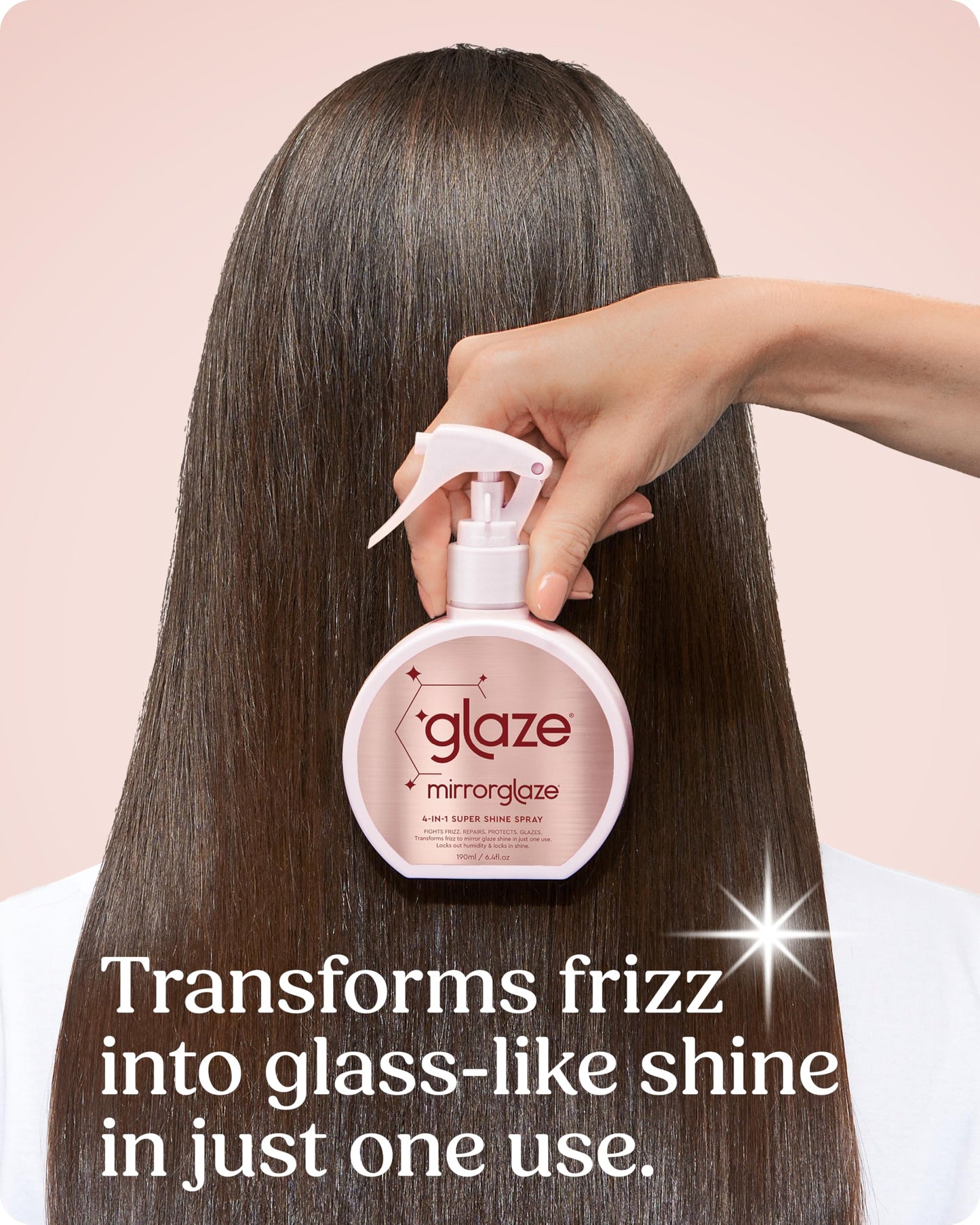 Glaze MirrorGlaze Super Sleek Hair Shine Spray – Transforms Frizz to Glass-Like Shine, Protects from Heat, Blocks Humidity + Repairs Bonds – 190ml