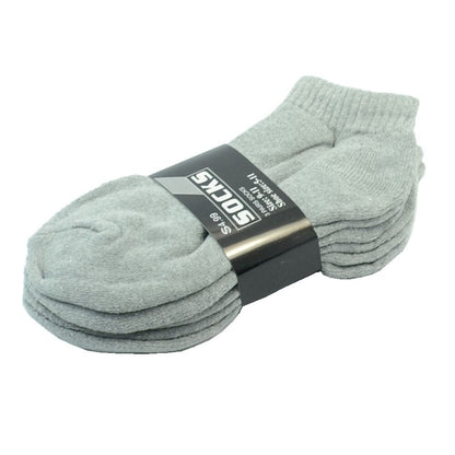Men’s Ankle Quarter Crew Socks Cotton Low Cut – 3 or 12 Pairs, Size 10–13, Gray
