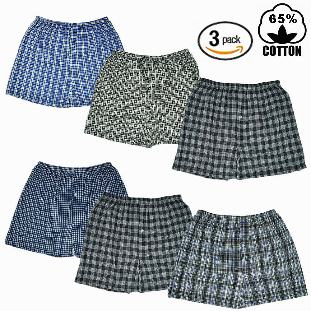 Men’s Boxer Briefs Cotton Underwear – 3 to 12 Pack Plaid Trunks, Sizes M–2XL
