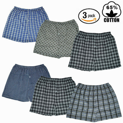 Men’s Boxer Briefs Cotton Underwear – 3 to 12 Pack Plaid Trunks, Sizes M–2XL