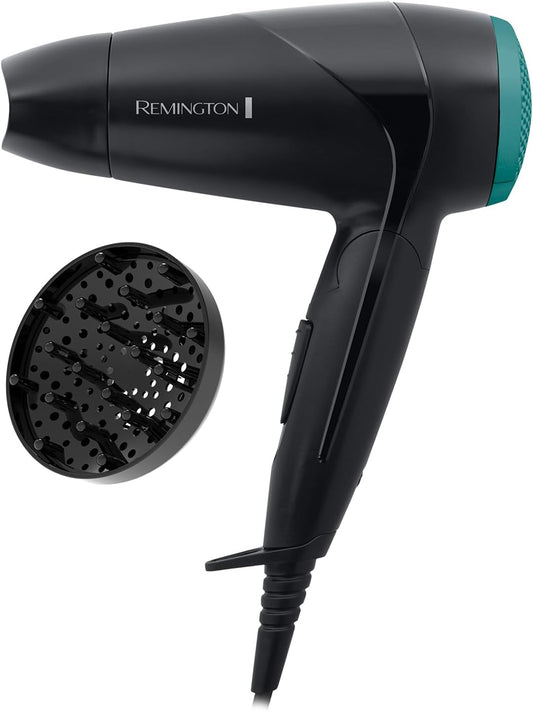 Remington Travel Hair Dryer (Diffuser, Concentrator, Folding Handle, Lightweight Compact Design, Worldwide Voltage, 2 Heat / 2 Speed Settings, 2000W) D1500