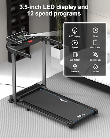 Treadmill Walking Pad Running Machine - Treadmills for Home Foldable Under Desk Treadmill with Handle Folding for Heavy People