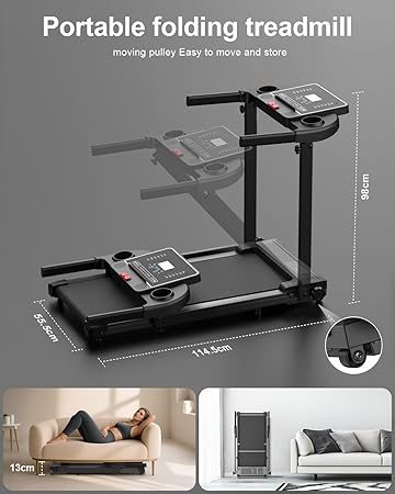 Treadmill Walking Pad Running Machine - Treadmills for Home Foldable Under Desk Treadmill with Handle Folding for Heavy People