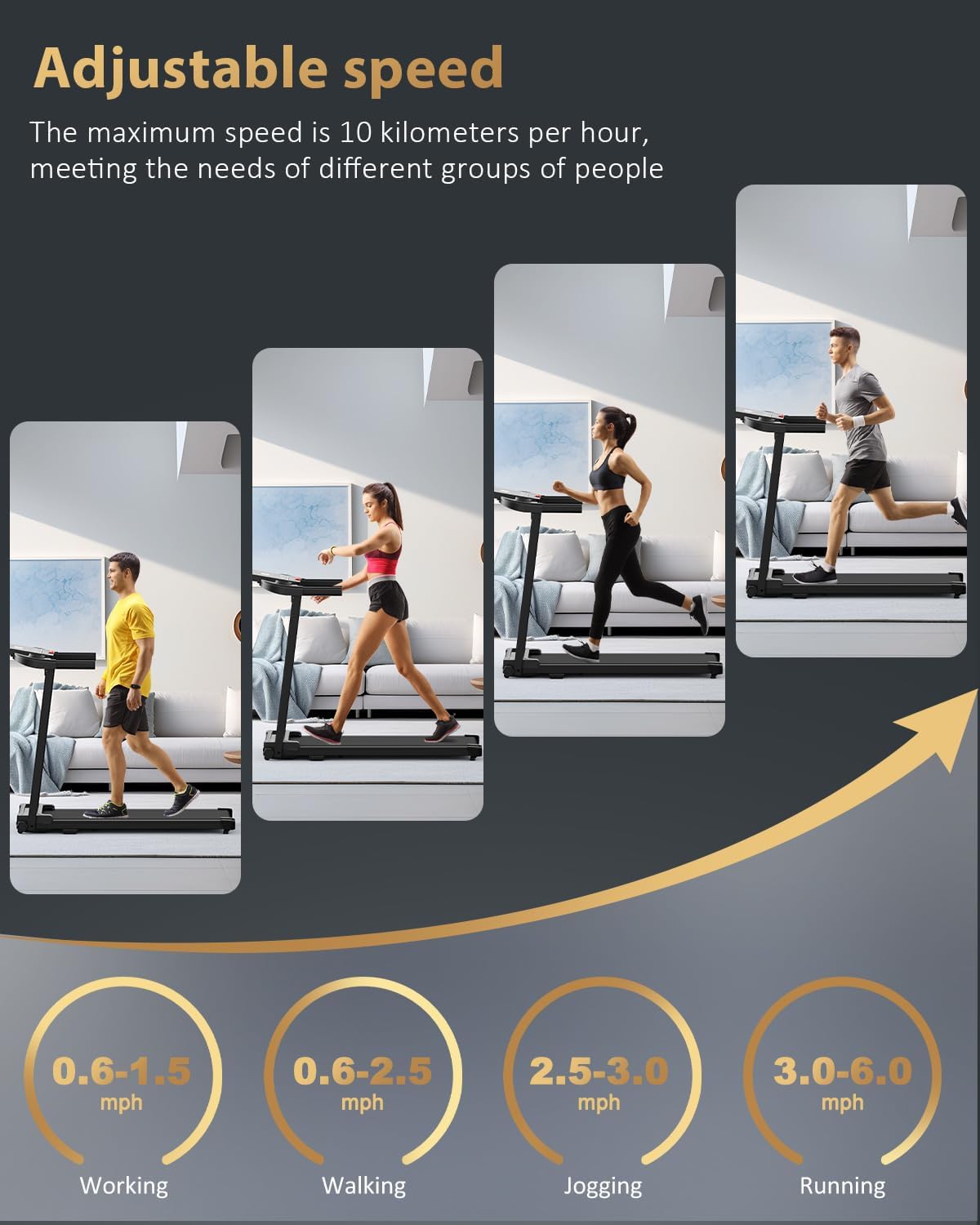 Treadmill Walking Pad Running Machine - Treadmills for Home Foldable Under Desk Treadmill with Handle Folding for Heavy People